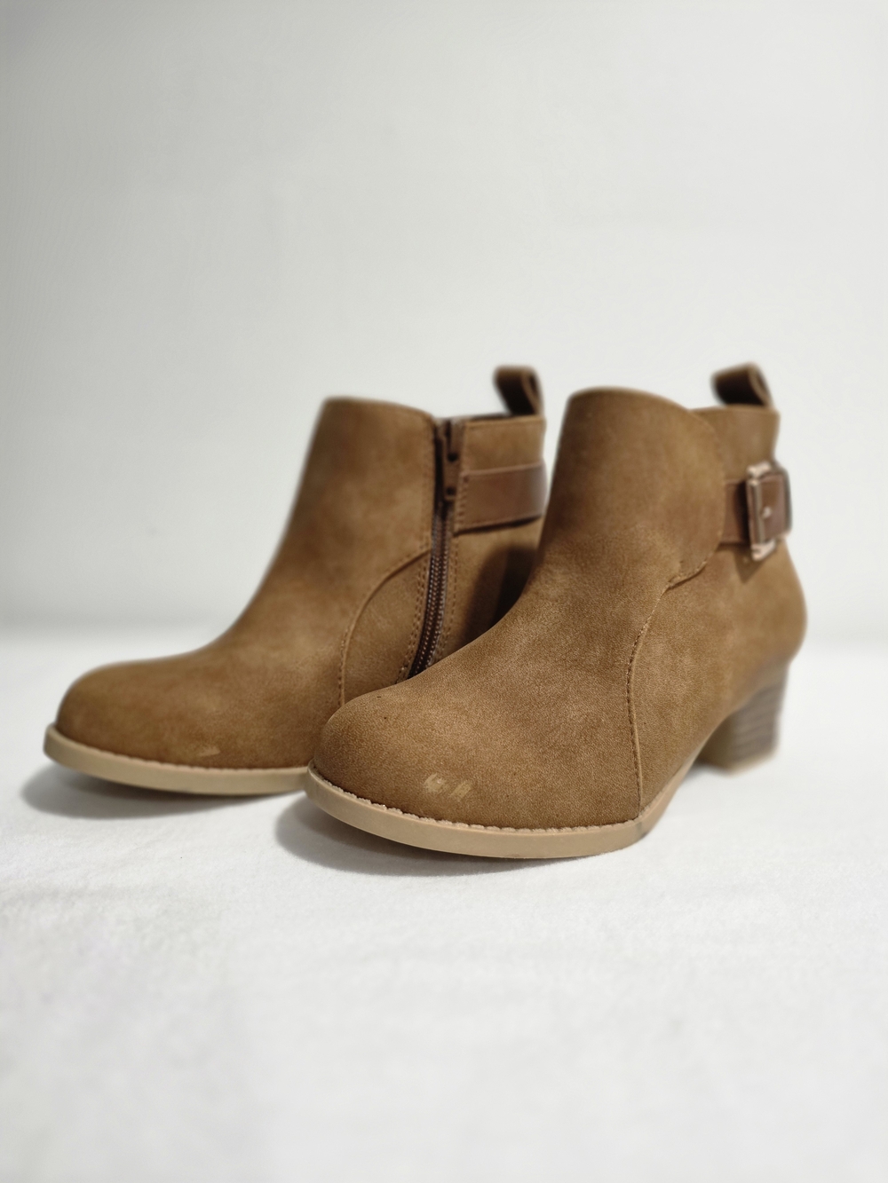 The Children's Place Girls Suede Heeled Ankle Boots - Brown, Size 12